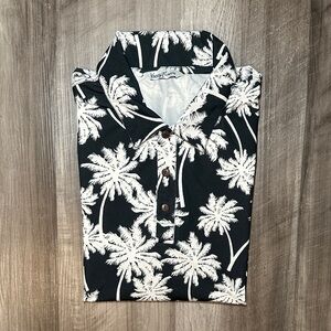 Kenny Flowers Black Palms Hawaiian Performance Polo - XL